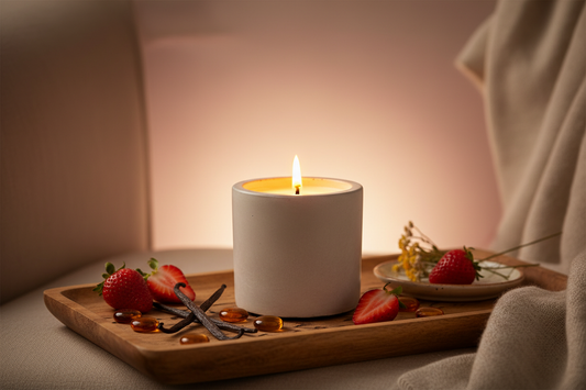 Description
Immerse yourself in the enchanting aroma of our Berry Special candle, blending three carefully selected notes: juicy Wild Strawberry, creamy Madagascar Vanilla, and warm White Amber. Each time you light this candle, your space is filled with a perfectly balanced harmony of fruity sweetness, soft vanilla, and subtle amber undertones - ideal for relaxation and creating a cozy atmosphere.

Sustainable &amp; Reusable
Poured into a handmade concrete jar, this candle is designed with sustainability in